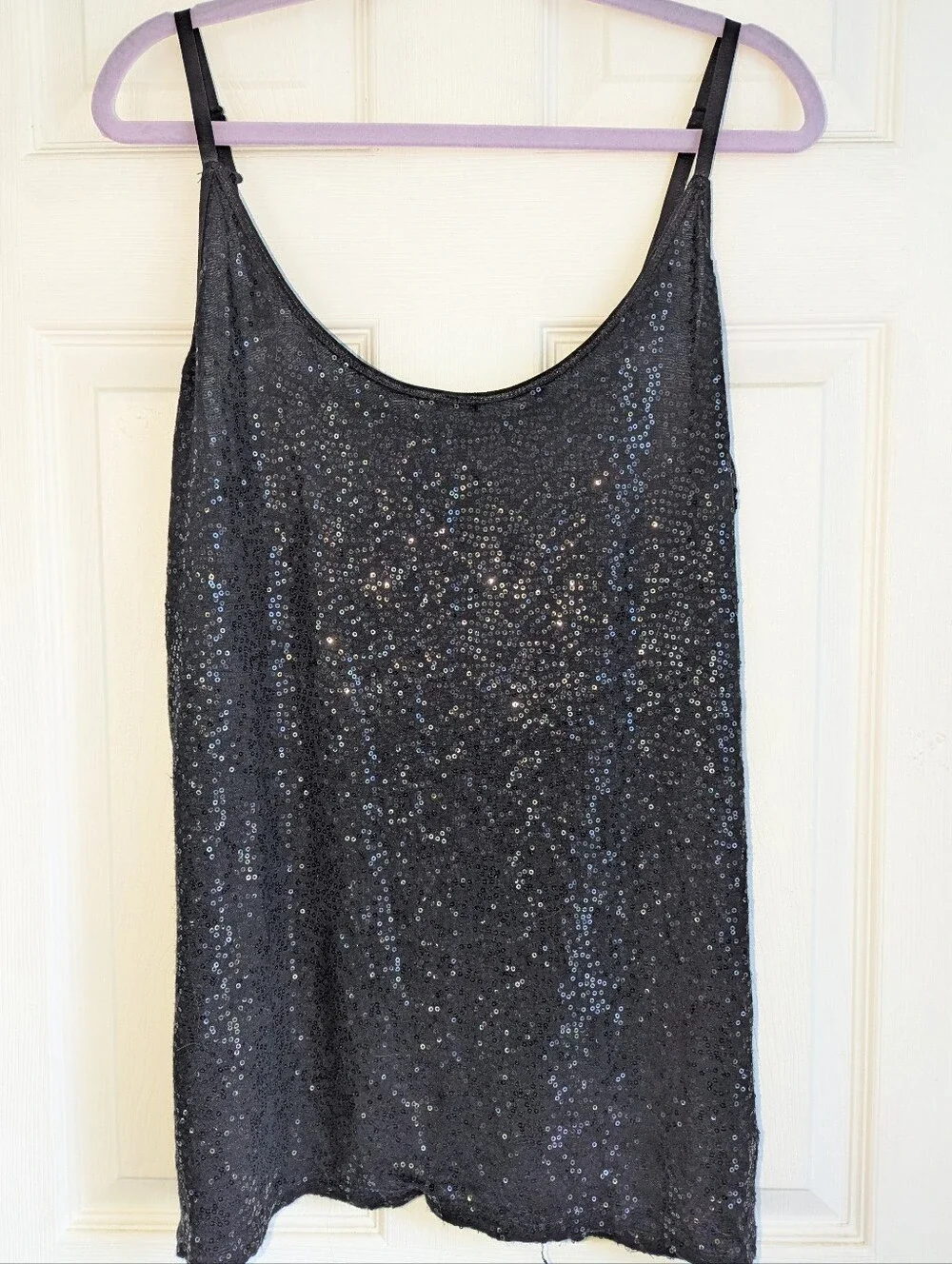 Sequin Cami Top w/adjustable straps -Black Sz Xxl